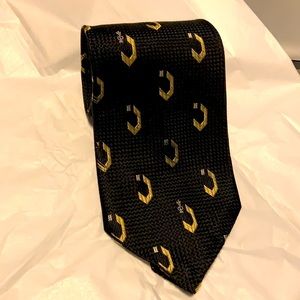 - LANVIN PARIS MENS BLACK GOLD NECK TIE MINT